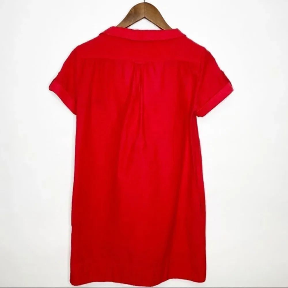 Zara Basic Red Collared V-neck Tunic Dress Small - Picture 2 of 8
